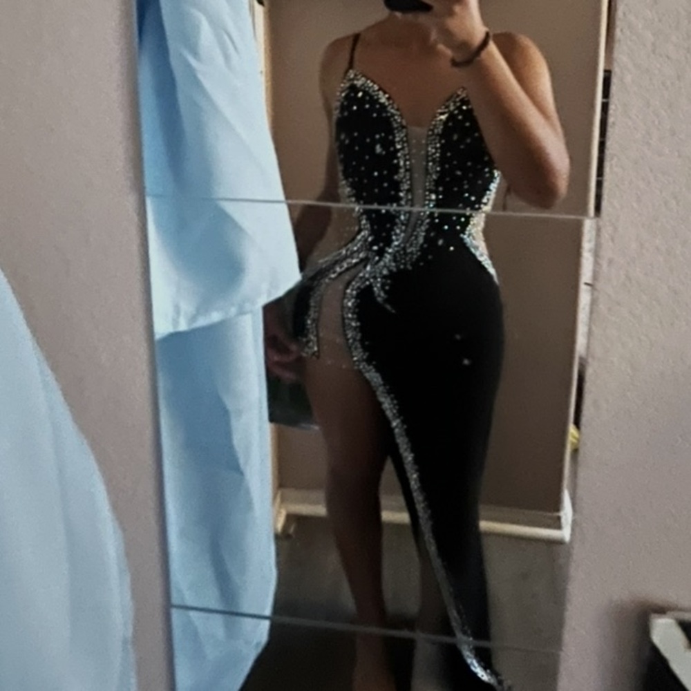 Elegant Black and Silver Evening Gown